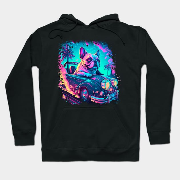 Neon Retro French Bulldog Hoodie by T-signs